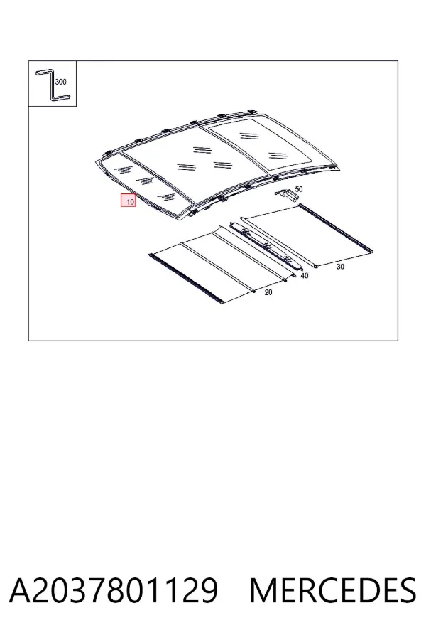 Techo solar ensamblado A2037801129 Mercedes