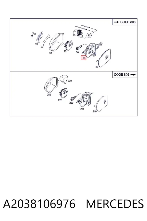 Espejo de retrovisor izquierdo A2038106976 Mercedes