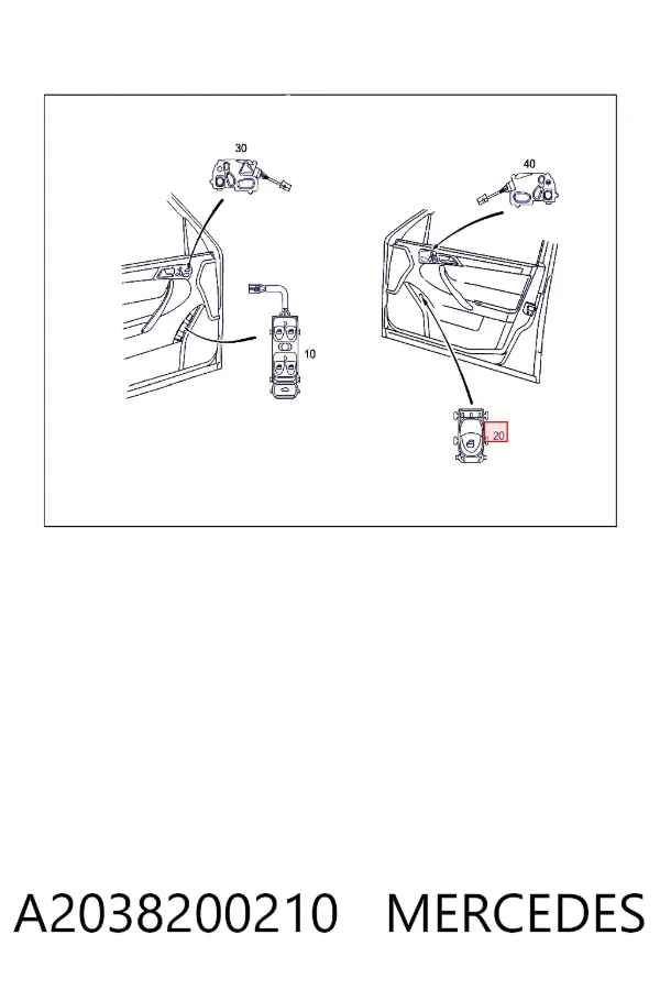 Botón de elevalunas delantero derecho A2038200210 Mercedes