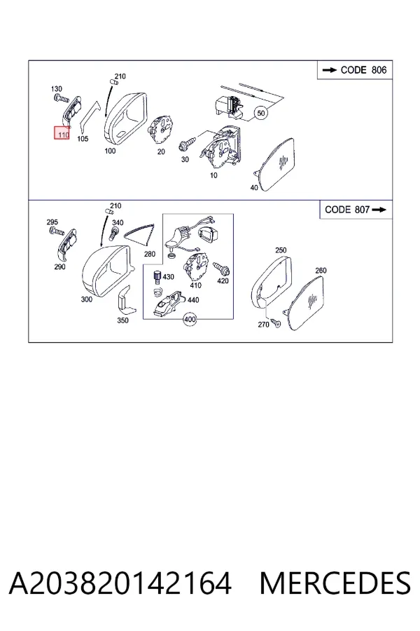 Luz intermitente del espejo retrovisor derecho A203820142164 Mercedes