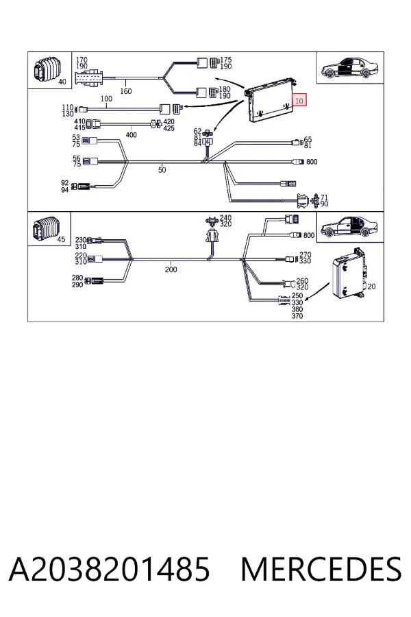 Unidad de confort de la puerta delantera A2038201485 Mercedes