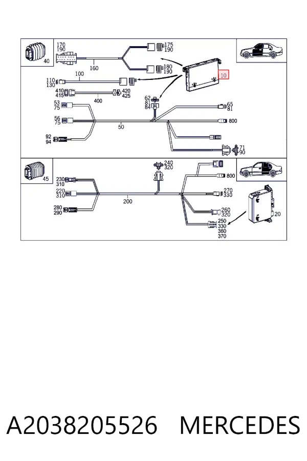 Unidad de confort de la puerta delantera A2038205526 Mercedes