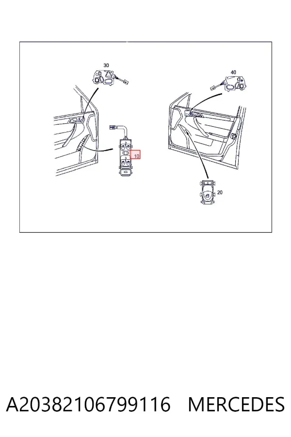 Interruptor de elevalunas delantera izquierda A20382106799116 Mercedes