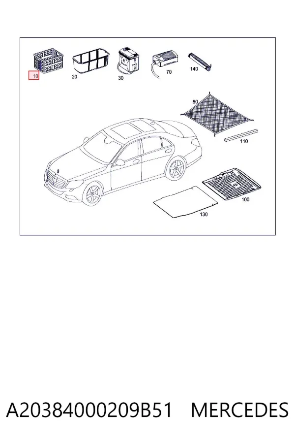 Organizador (caja) de maletero A20384000209B51 Mercedes
