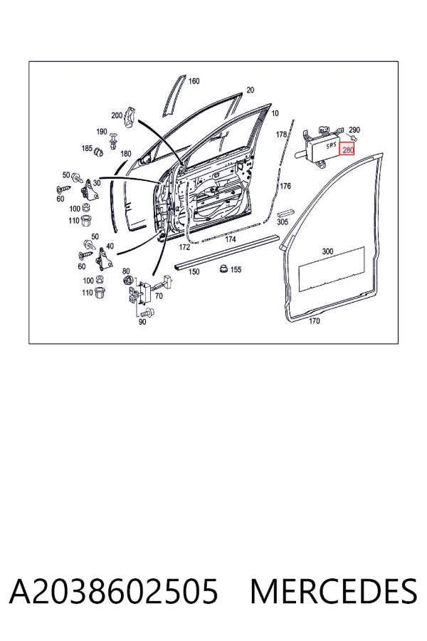 Airbag de puerta delantera izquierda A2038602505 Mercedes