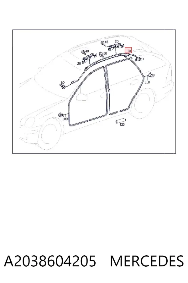 Airbag de cortina lateral derecha A2038604205 Mercedes