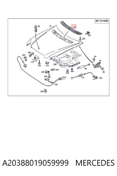 Rejilla del capó MERCEDES A20388019059999