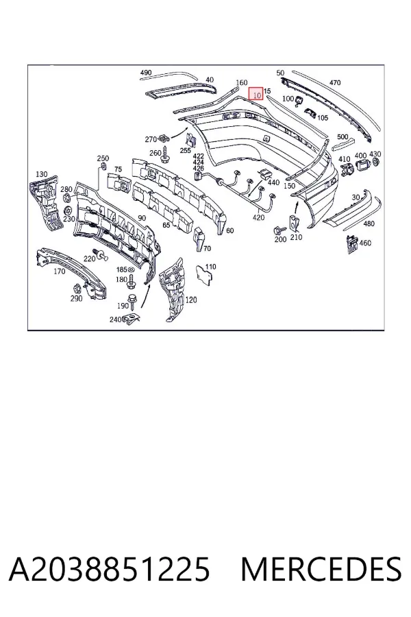 Parachoques trasero A2038851225 Mercedes