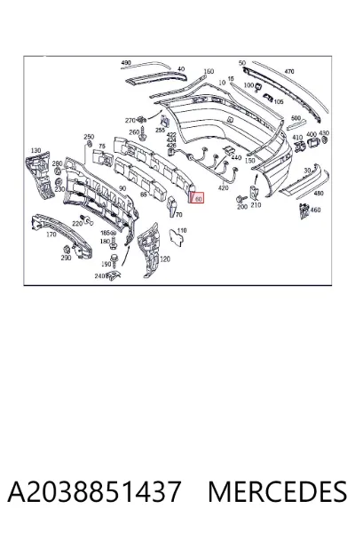 Absorbedor de parachoques trasero MERCEDES A2038851437