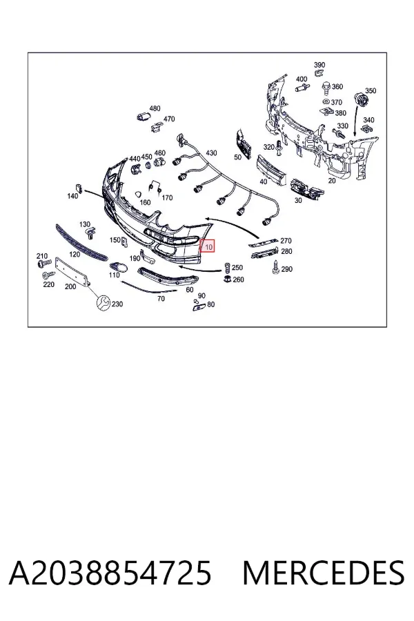 Paragolpes A2038854725 Mercedes
