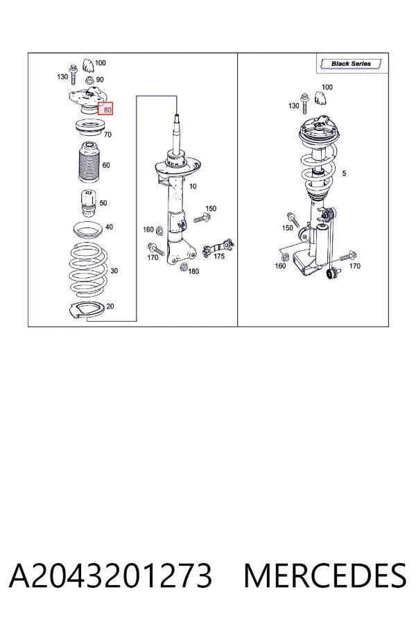 Soporte del amortiguador delantero A2043201273 Mercedes