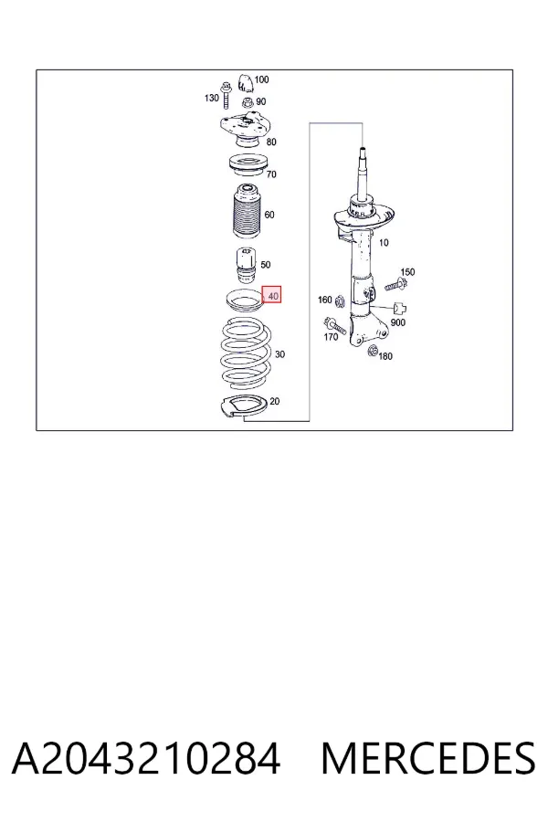 Aislador de resorte delantero superior A2043210284 Mercedes
