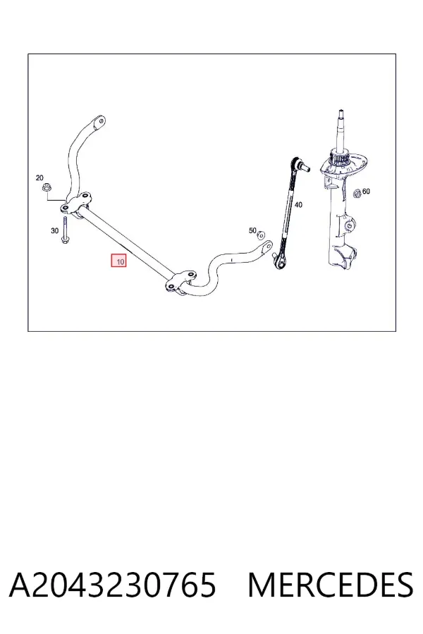 Estabilizador delantero A2043230765 Mercedes