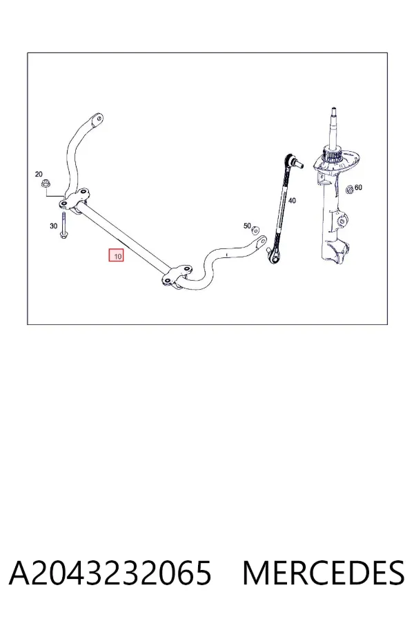 Estabilizador delantero A2043232065 Mercedes
