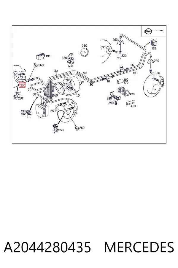 Latiguillos de freno delantero A2044280435 Mercedes