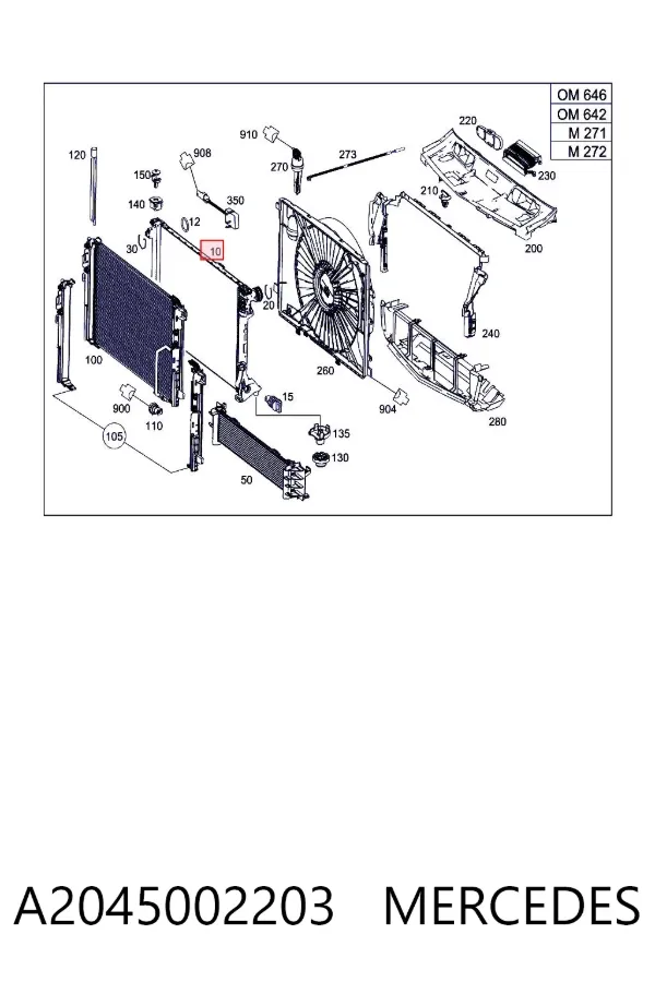 Radiador A2045002203 Mercedes