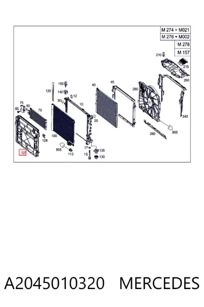 Soporte de montaje del radiador del aire acondicionado MERCEDES A2045010320
