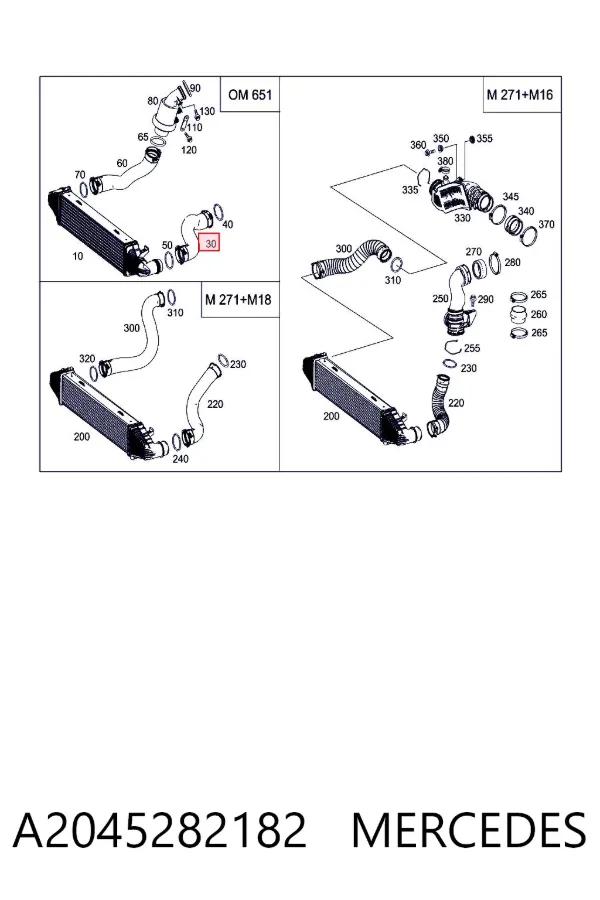 Tubo intercooler A2045282182 Mercedes
