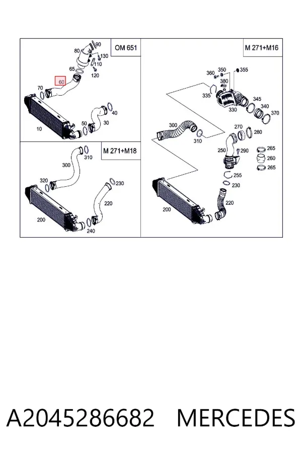 Tubo intercooler A2045286682 Mercedes