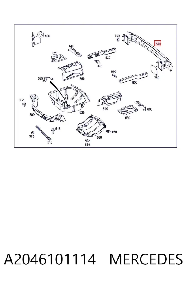 Refuerzo parachoques trasero A2046101114 Mercedes
