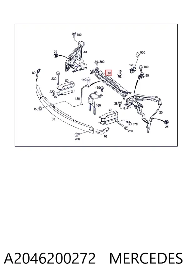 Soporte de radiador superior A2046200272 Mercedes