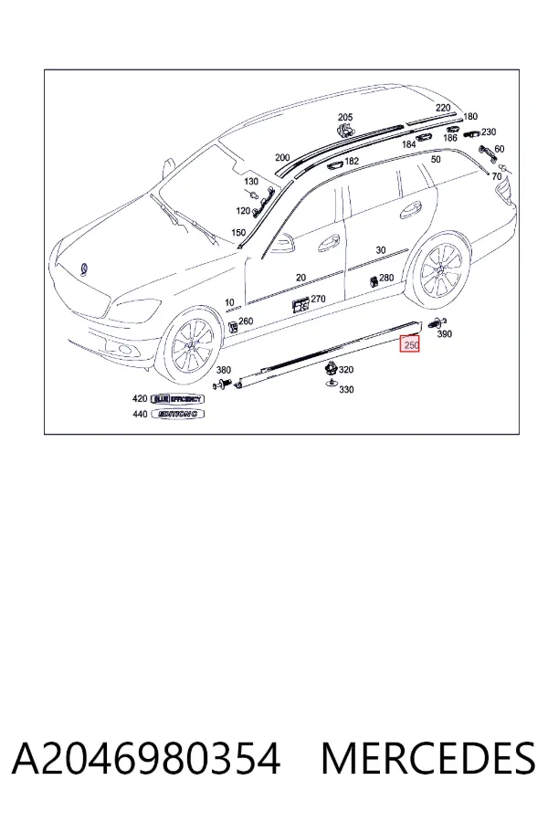 Moldura de umbral exterior izquierda A2046980354 Mercedes