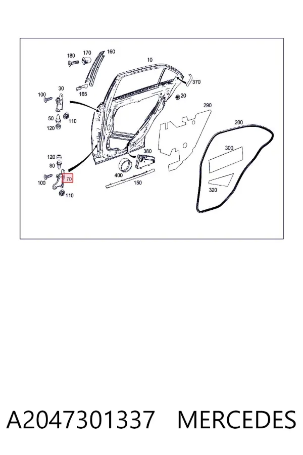 Bisagra de la puerta trasera derecha A2047301337 Mercedes