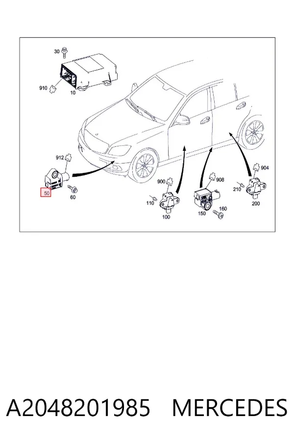 Módulo de control de airbag A2048201985 Mercedes