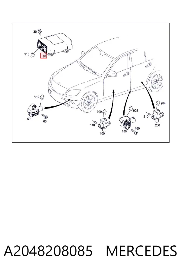 Módulo de control de airbag A2048208085 Mercedes