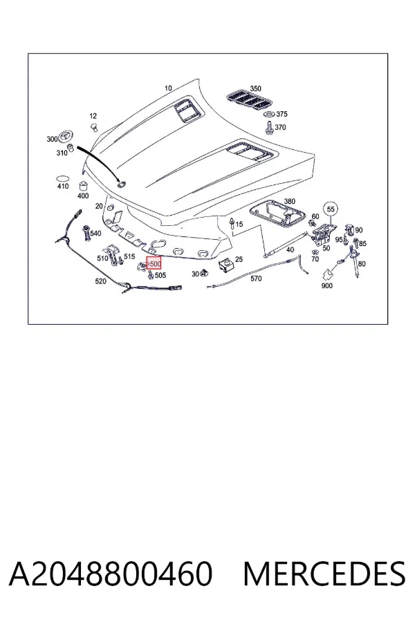 Cerradura de capó A2048800460 Mercedes