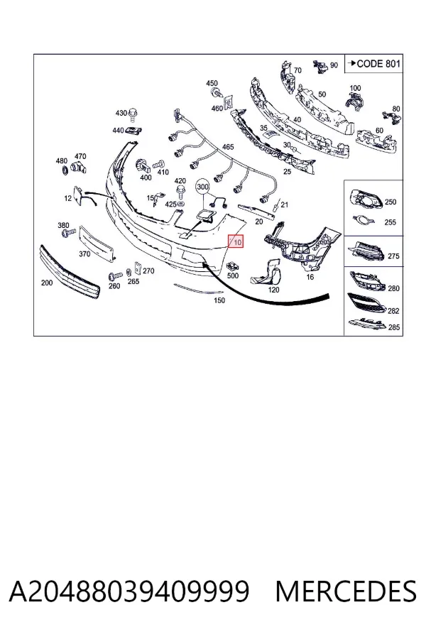Paragolpes A20488039409999 Mercedes
