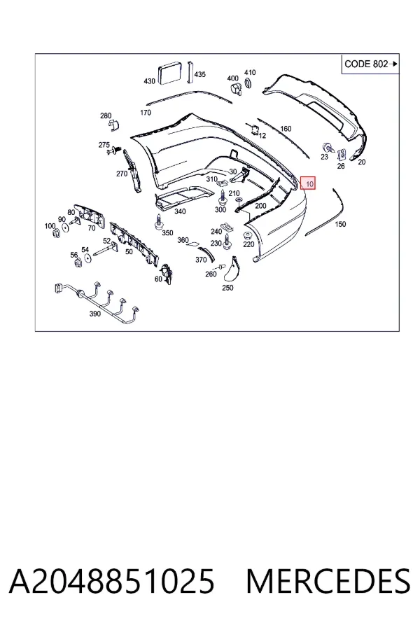Parachoques trasero A2048851025 Mercedes