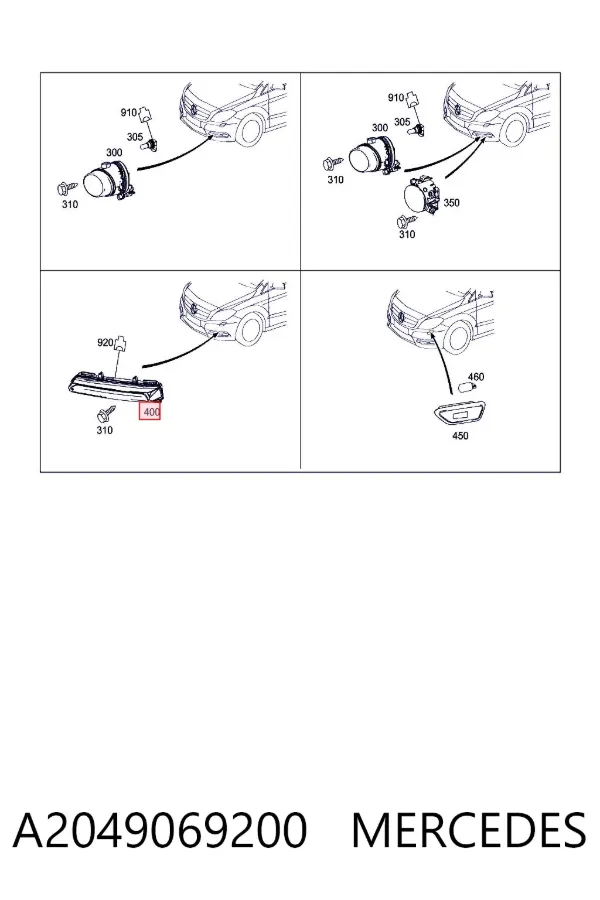 Luz antiniebla izquierdo A2049069200 Mercedes