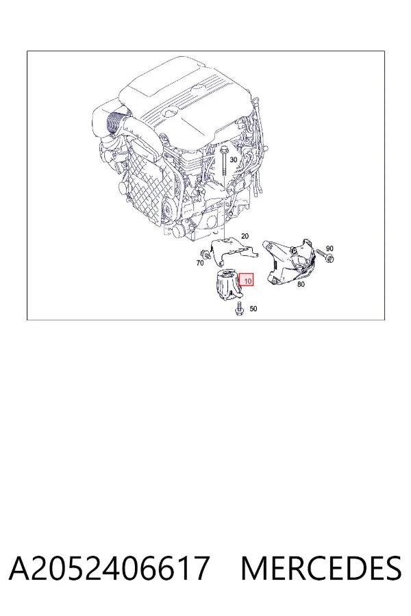 Soporte izquierdo del motor A2052406617 Mercedes