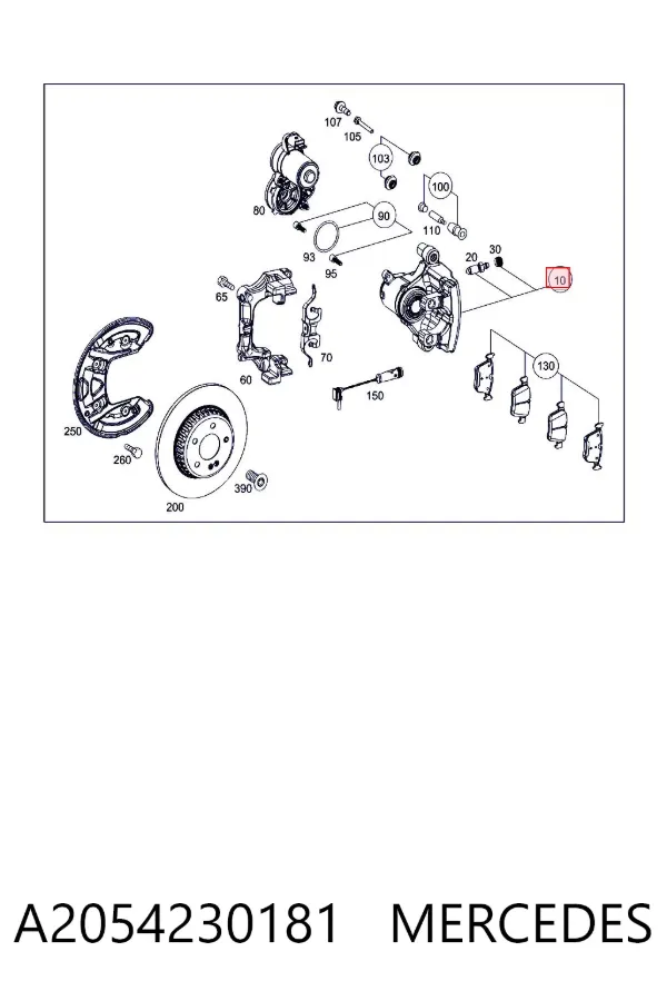 Pinza de freno trasera izquierda A2054230181 Mercedes