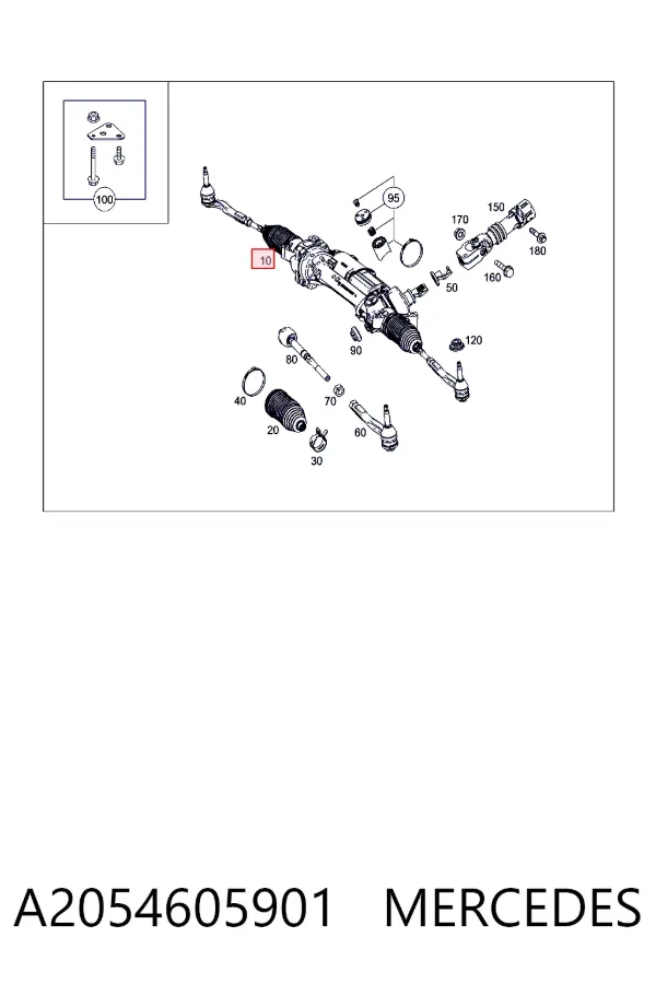 Cremallera de dirección A2054605901 Mercedes