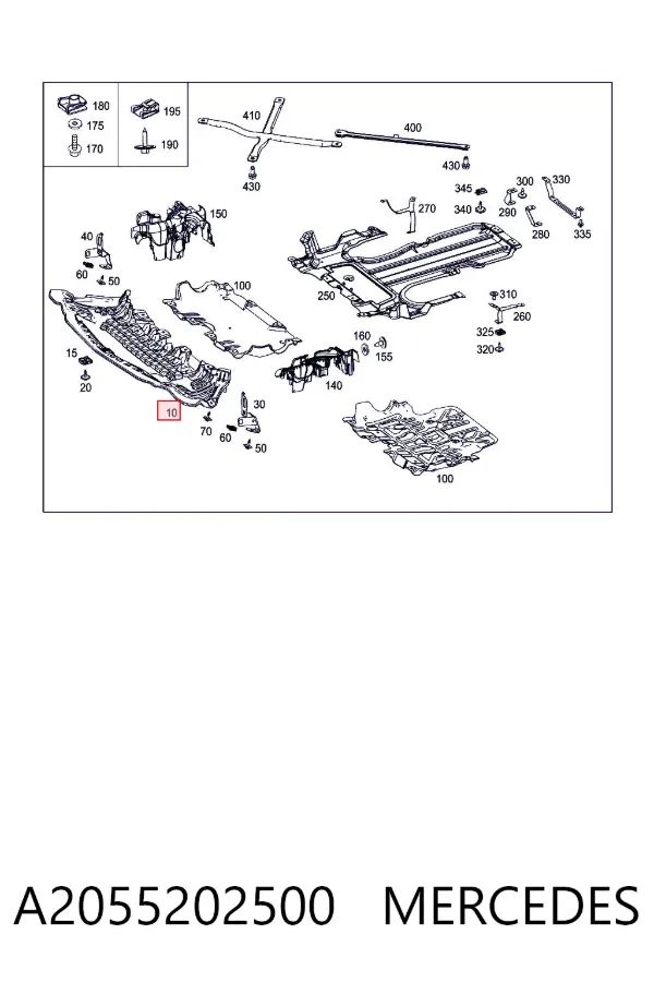 Protección motor / empotramiento A2055202500 Mercedes
