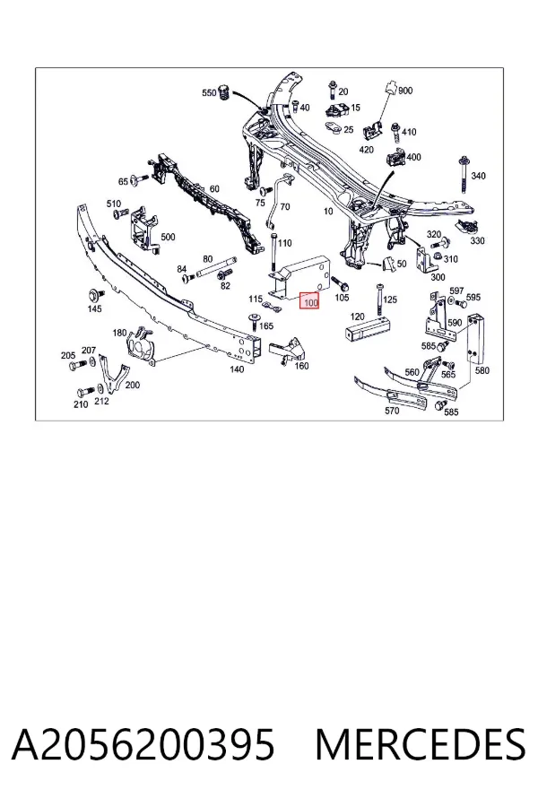 Soporte del refuerzo del parachoques delantero A2056200395 Mercedes