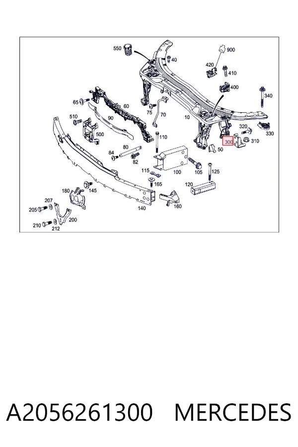 Soporte de parachoques delantero A2056261300 Mercedes