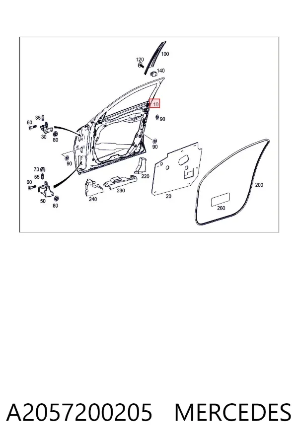 Puerta delantera derecha A2057200205 Mercedes