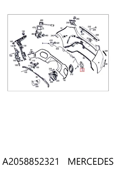 Moldura derecha del parachoques trasero MERCEDES A2058852321