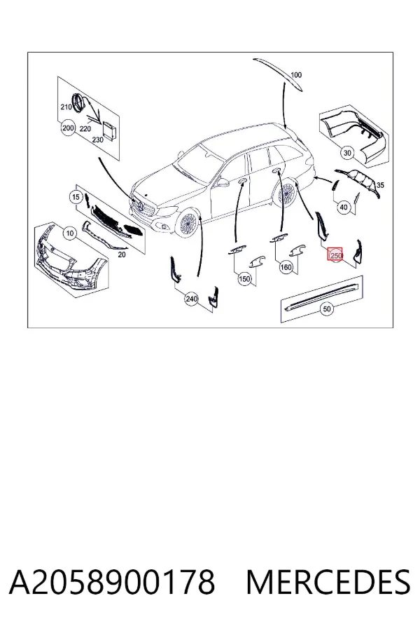 Faldillas guardabarros traseros A2058900178 Mercedes