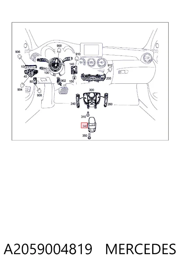 Bloque de botones de la consola central A2059004819 Mercedes
