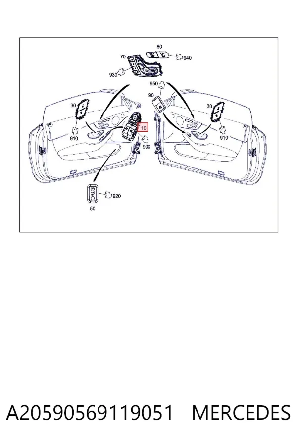 Interruptor de elevalunas delantera izquierda A20590569119051 Mercedes