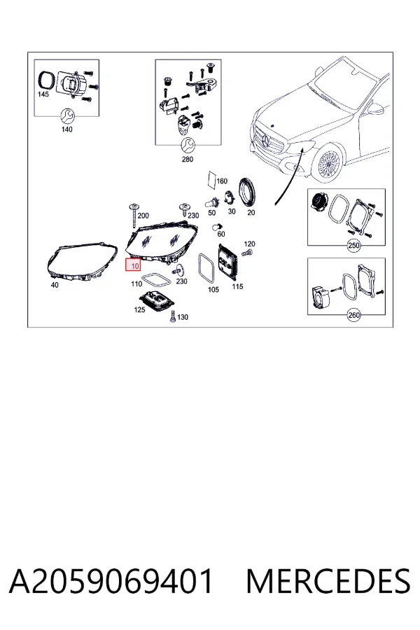 Faro derecho A2059069401 Mercedes