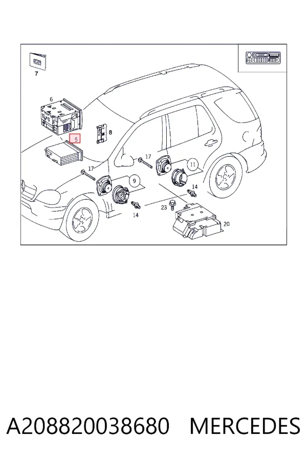 Radio AM/FM universal A208820038680 Mercedes