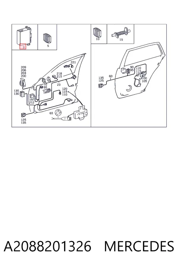 Unidad de confort de la puerta delantera A2088201326 Mercedes