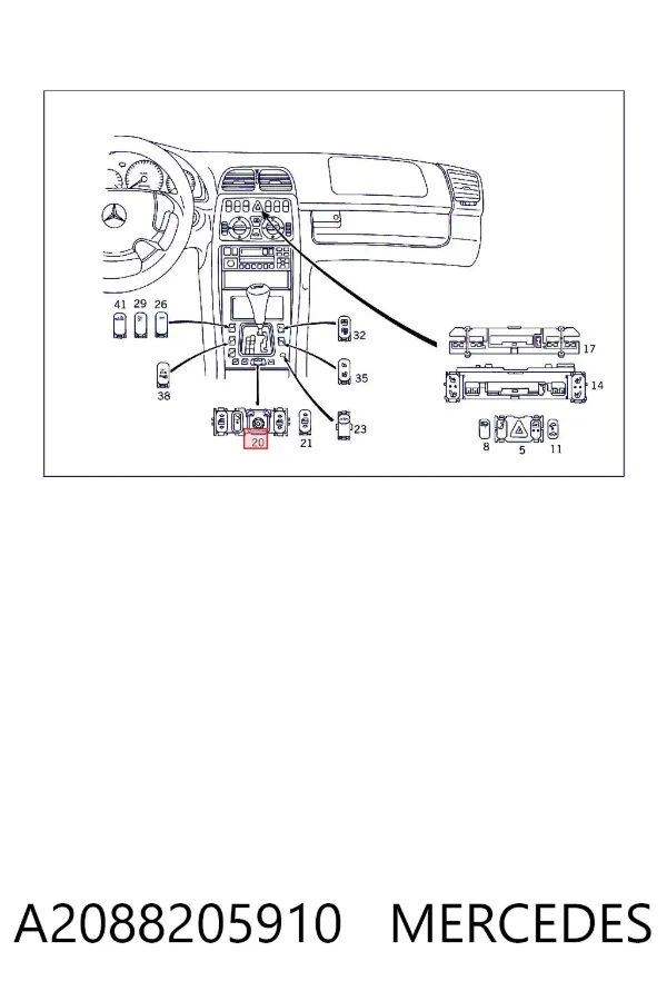 Unidad de control de elevalunas de la consola central A2088205910 Mercedes