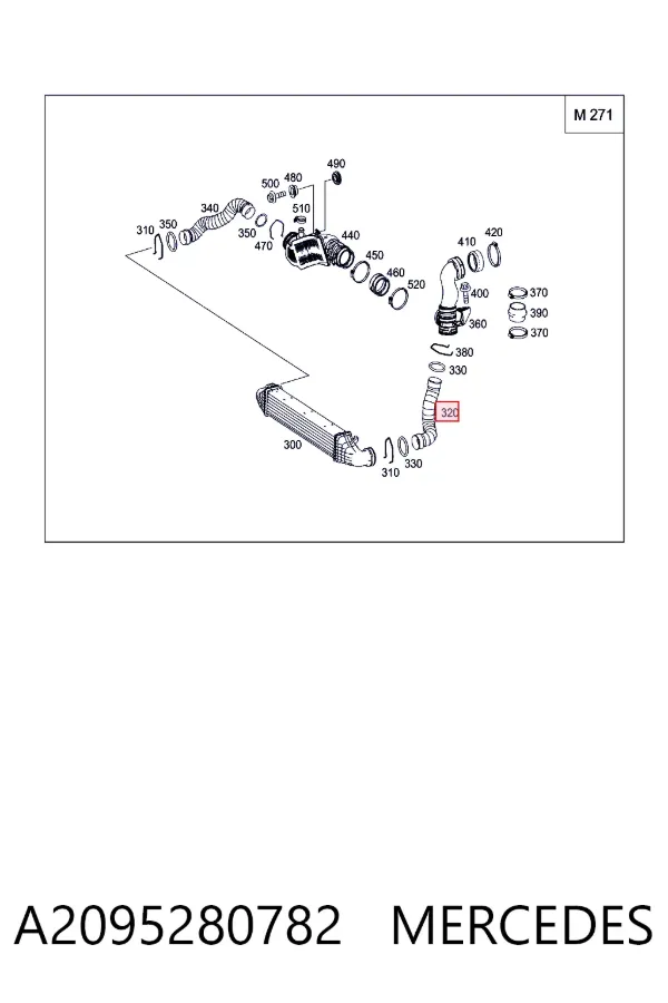 Tubo intercooler A2095280782 Mercedes