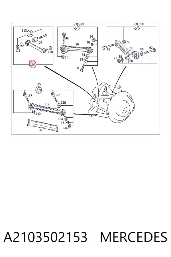 Barra transversal de la suspensión trasera A2103502153 Mercedes
